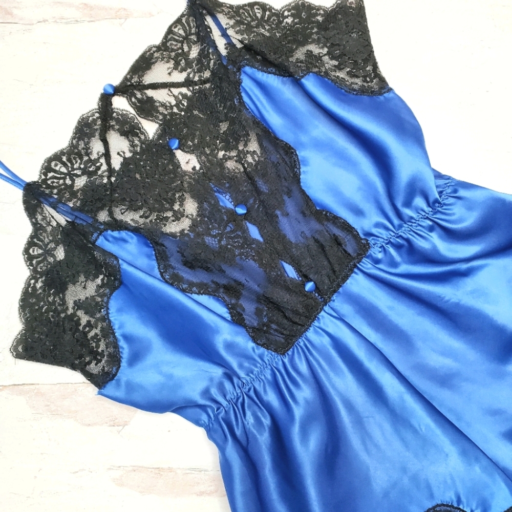 Vintage Barbizon Lingerie Lace Blue One Piece - Picture 3 of 13